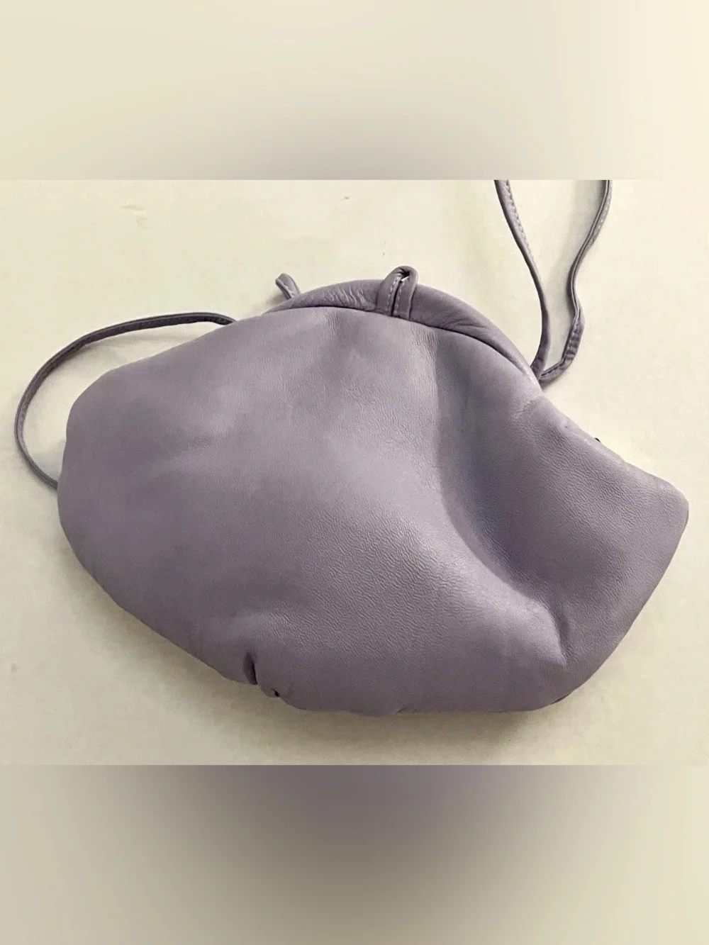 Vintage 1970s 1980s Lavender Leather Shoulder Bag Clutch